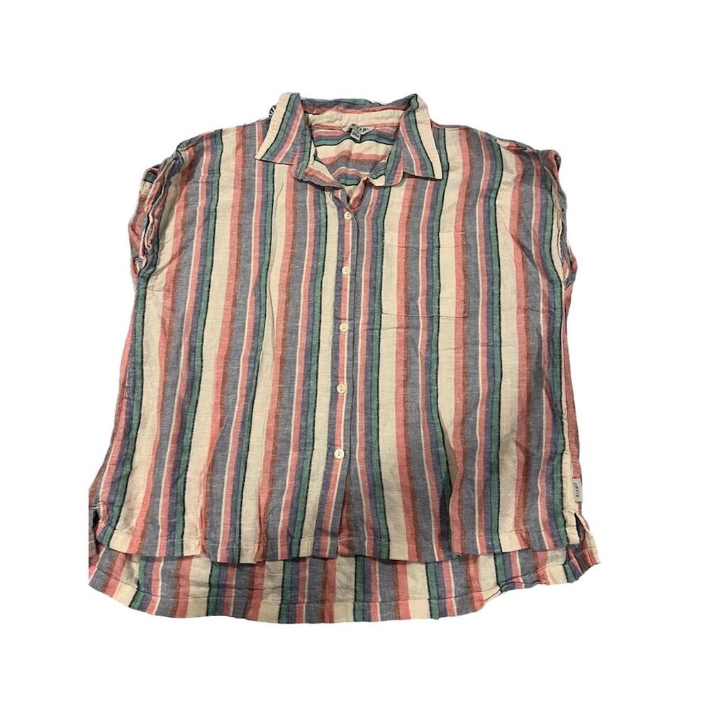 Orvis Women's L Striped Short Sleeve Button-Up Shirt Multicolor Size L